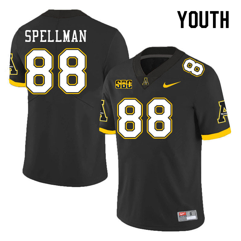 Youth #88 Donovan Spellman Appalachian State Mountaineers College Football Jerseys Stitched Sale-Bla